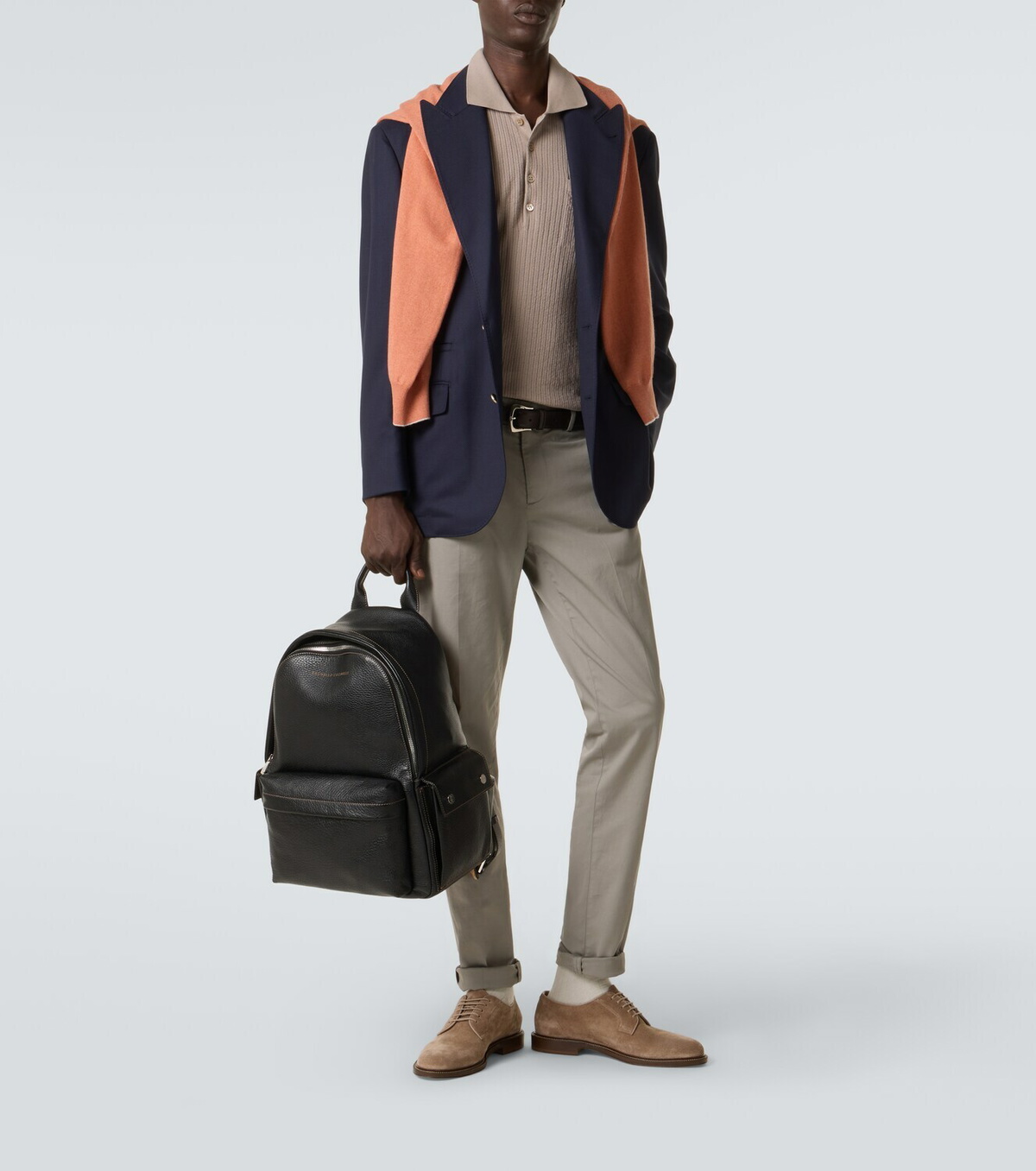 Brunello Cucinelli Logo leather backpack