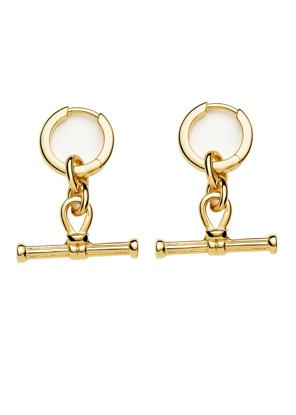 Photo: Missoma T-bar 18ct Gold Plated Drop Earrings - One Size