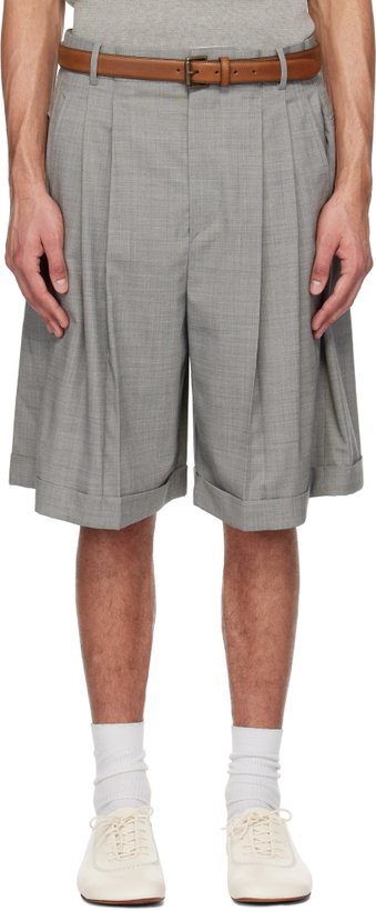 Photo: Hed Mayner Gray Pleated Shorts