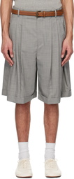 Hed Mayner Gray Pleated Shorts