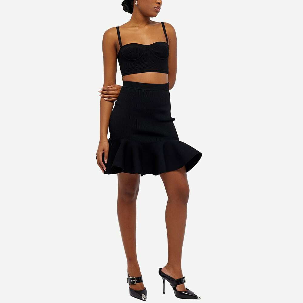 Alexander McQueen Women's Ruffle Rib Mini Skirt in Black Alexander 