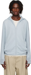 AMOMENTO Blue Mesh Hooded Zip Jacket