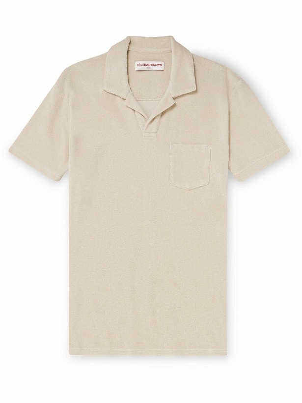 Photo: Orlebar Brown - 007 Slim-Fit Cotton-Terry Polo Shirt - Neutrals