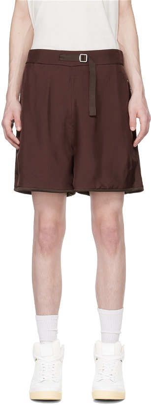 Photo: Jil Sander Burgundy & Brown Oversized Reversible Shorts