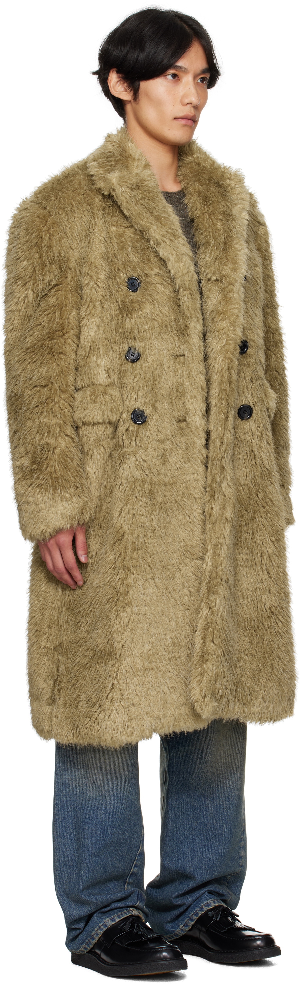 Andersson Bell Beige Fields Buttons Faux-Fur Coat