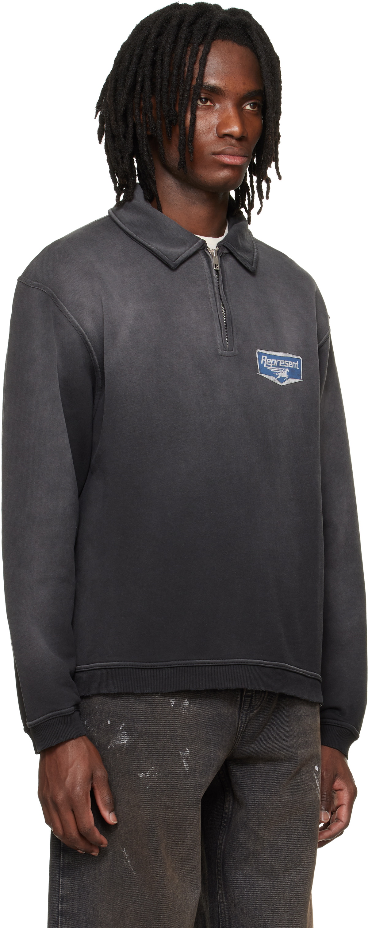 Represent Black 'Nothing Faster' Quarter Zip Sweatshirt