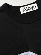 ALOYE - Poplin-Panelled Cotton-Jersey T-Shirt - Black