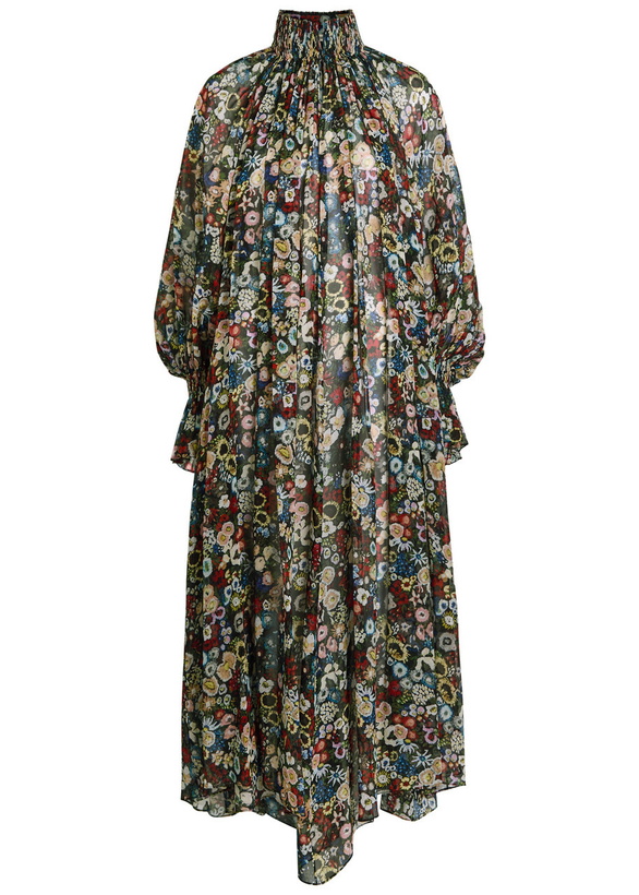 Photo: Khaite Edgar Floral Semi-sheer Silk Maxi Dress Black
