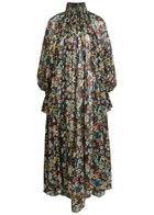 Khaite Edgar Floral Semi-sheer Silk Maxi Dress Black