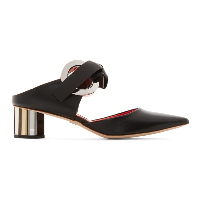 Proenza Schouler Black Pointy Grommet Mules Proenza Schouler