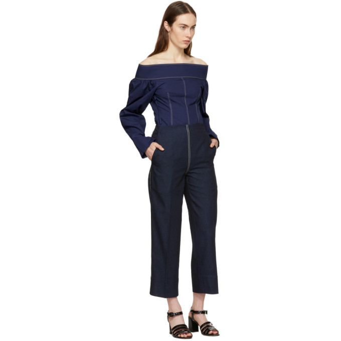 Cedric Charlier Blue Front Zip Jeans