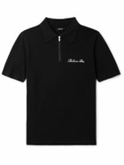 Balmain - Logo-Embroidered Cotton-Piqué Half-Zip Polo Shirt - Black