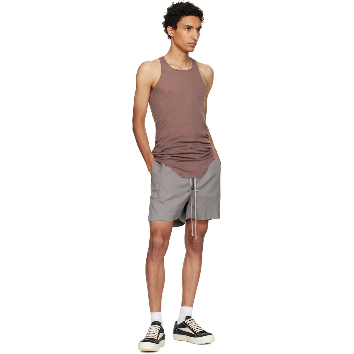 Rick Owens Purple Tower Basic Rib Tank Top