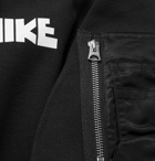 Nike - Sacai NRG Panelled Logo-Print Cotton-Blend Jersey and Shell Hoodie - Black