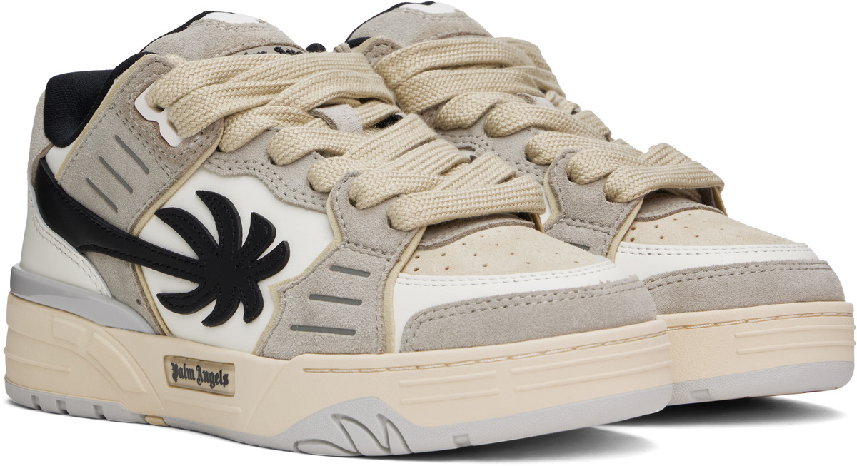 Palm Angels White & Gray Venice Suede Sneakers