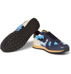 Valentino - Valentino Garavani Rockrunner Camouflage-Print Canvas, Leather and Suede Sneakers - Men - Blue