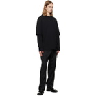 Simone Rocha Black Lace Up Hem Layered Long Sleeve T-shirt