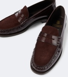 Brunello Cucinelli Suede-paneled leather penny loafers