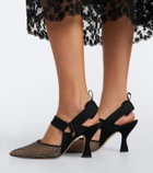 Fendi Colibrì embellished mesh and suede pumps