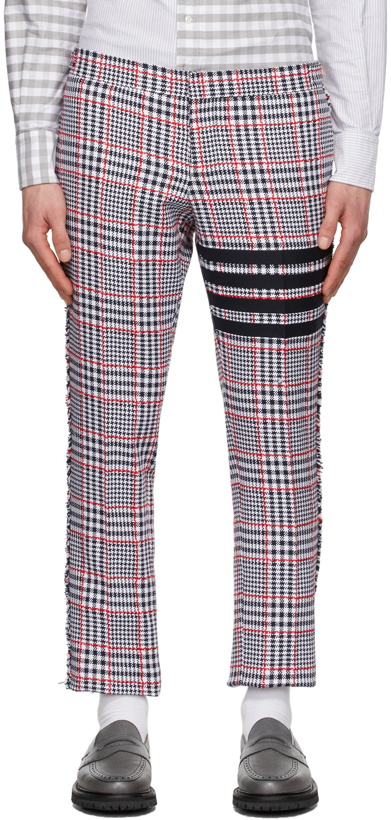 Photo: Thom Browne White 4-Bar Trousers