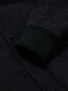 Valstar - Leather-Trimmed Suede Varsity Jacket - Blue