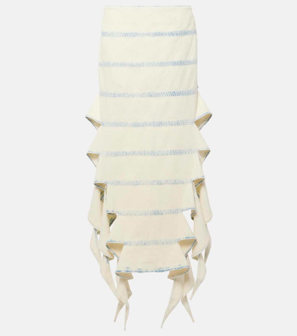 Y/Project Bug asymmetric denim midi skirt