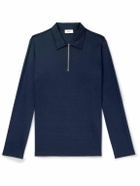 NN07 - Ross 3525 Organic Cotton-Jersey Half-Zip Polo Shirt - Blue
