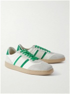 FERRAGAMO - Leather-Trimmed Suede and Shell Sneakers - White