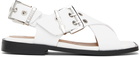 GANNI White Feminine Buckle Cross Strap Sandals