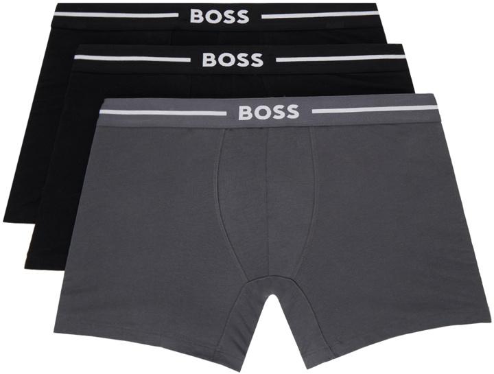 Photo: BOSS Three-Pack Black & Gray Boxers