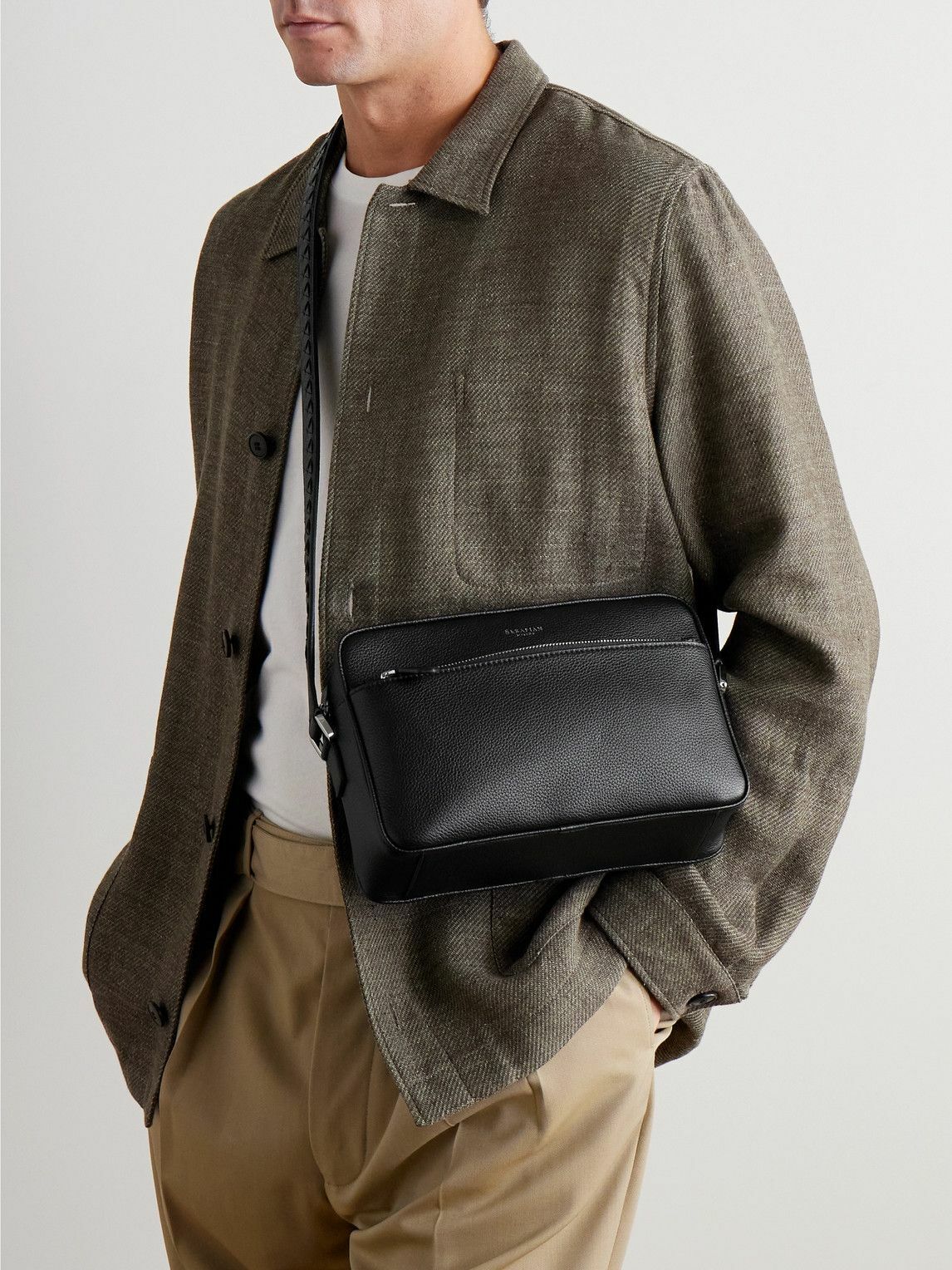 Serapian - Mosaico Textured and Cachemire Full-Grain Leather Messenger Bag
