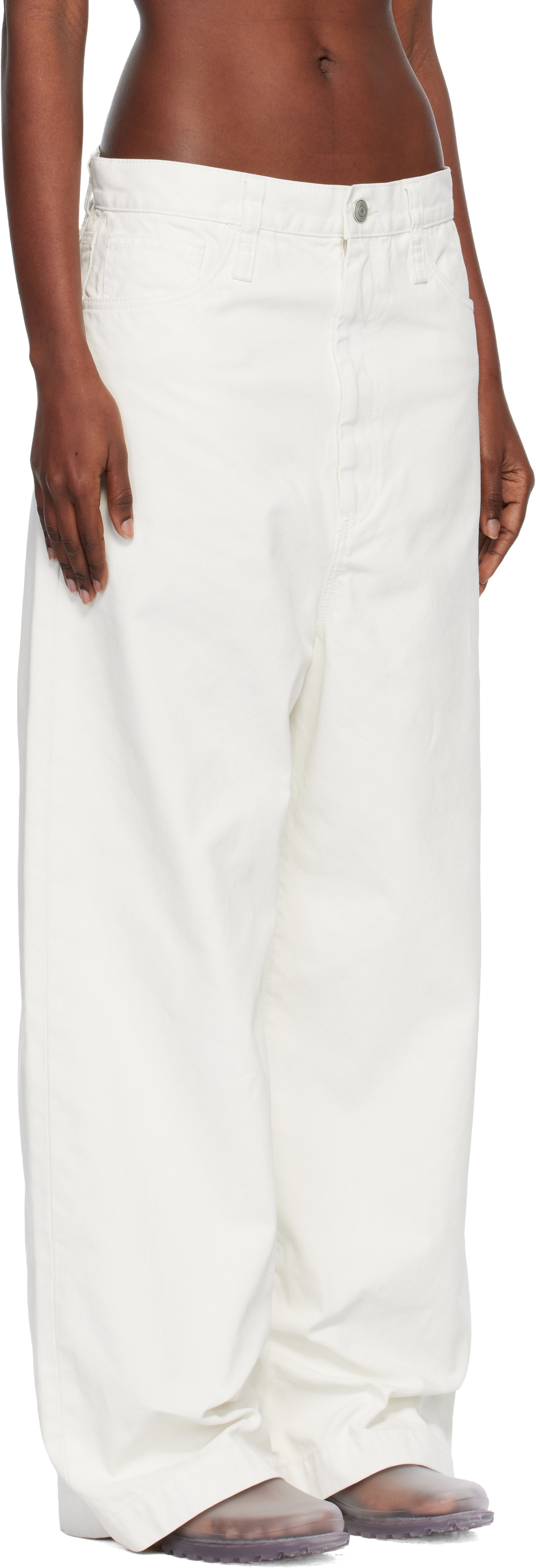 ISSEY MIYAKE White Sculptural Jeans
