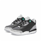 Air Jordan 3 Retro PS Sneakers in Black/Green Glow/Wolf Grey/White