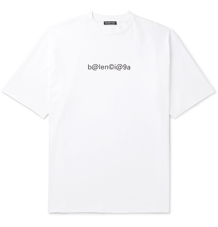 Photo: Balenciaga - Oversized Logo-Print Cotton-Jersey T-Shirt - White