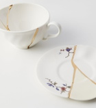Seletti Kintsugi gold-plated porcelain teacup and saucer set by Marcantonio Raimondi Malerba