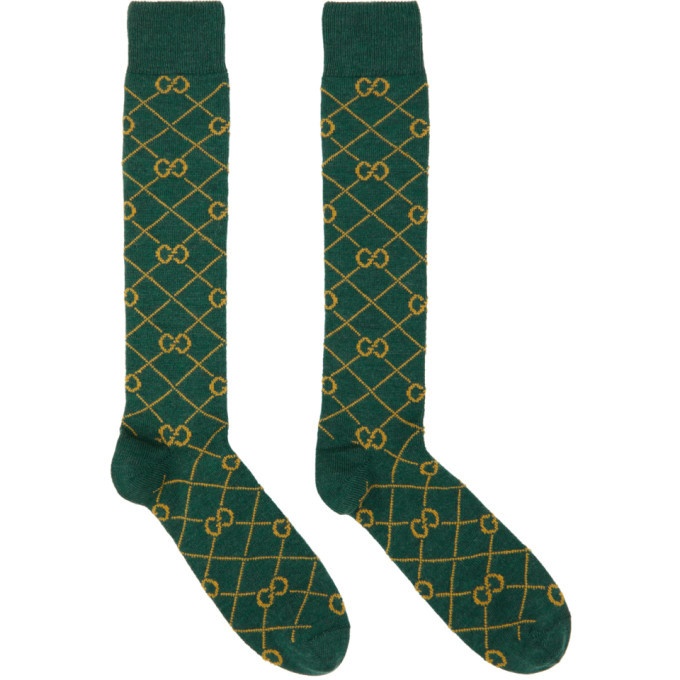 Photo: Gucci Green and Yellow GG Socks