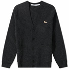 Maison Kitsuné Men's Baby Fox Patch Cosy Cardigan in Dark Grey Melange