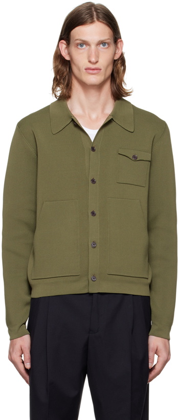 Photo: Dries Van Noten Khaki Patch Cardigan