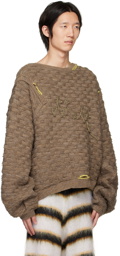 VITELLI Beige Distressed Sweater