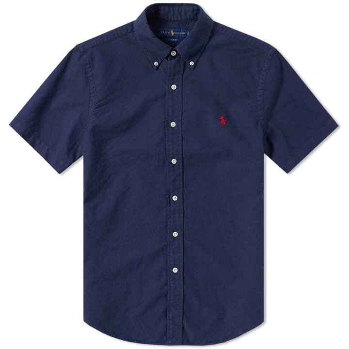 Photo: Polo Ralph Lauren Short Sleeve Garment Dyed Oxford Shirt Blue