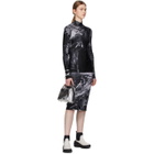 S.R. STUDIO. LA. CA. Black and White Fern Mock Neck Fitted Dress