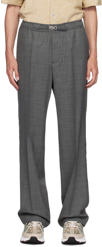 Photo: Versace Black & Gray Houndstooth Wool Trousers
