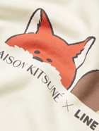 Maison Kitsuné - LINE FRIENDS Slim-Fit Logo-Print Cotton-Jersey Sweatshirt - Neutrals