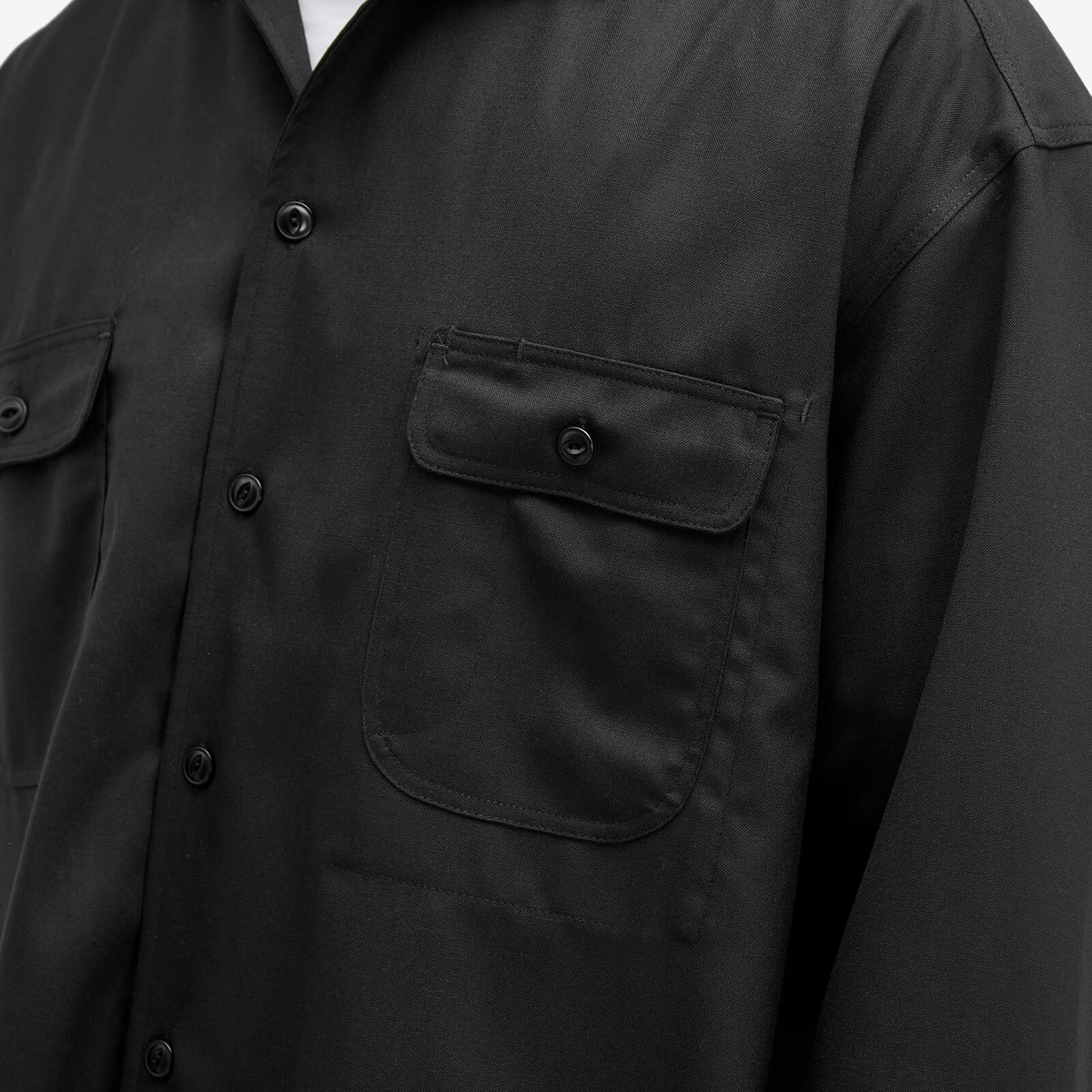 s.k manor hill Men's Park Shirt Jacket in Black Tropical Wool