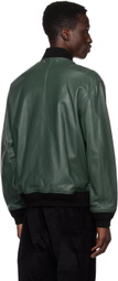 PS by Paul Smith Green Military Leather Bomber Jacket