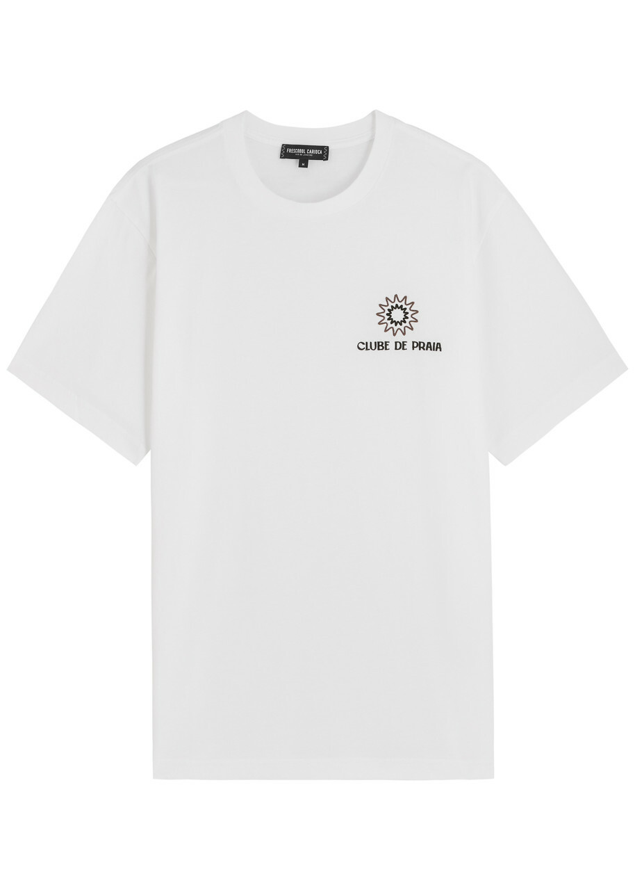 Frescobol carioca Dinis Embroidered Cotton T-shirt White