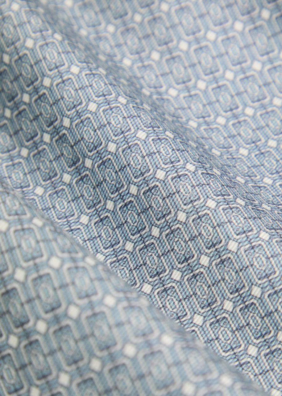 Che Lucena Printed Satin-twill Shirt Light Blue