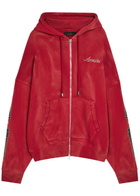 Amiri Amiri Bones Embellished Hooded Cotton Sweatshirt Red