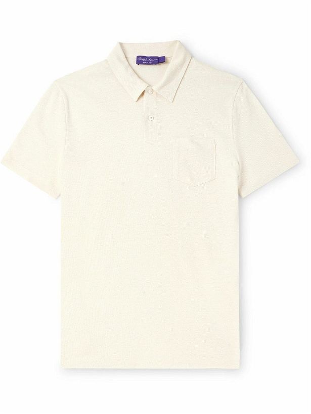 Photo: Ralph Lauren Purple label - Linen and Cotton-Blend Piqué Polo Shirt - Neutrals