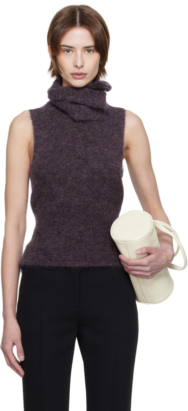Photo: AARON ESH Purple Tied Roller Neck Vest
